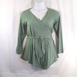 Lunn True Wrap Shirt Women's Size No Size Tag 100% Cotton Pit To Pit 19 Inches *